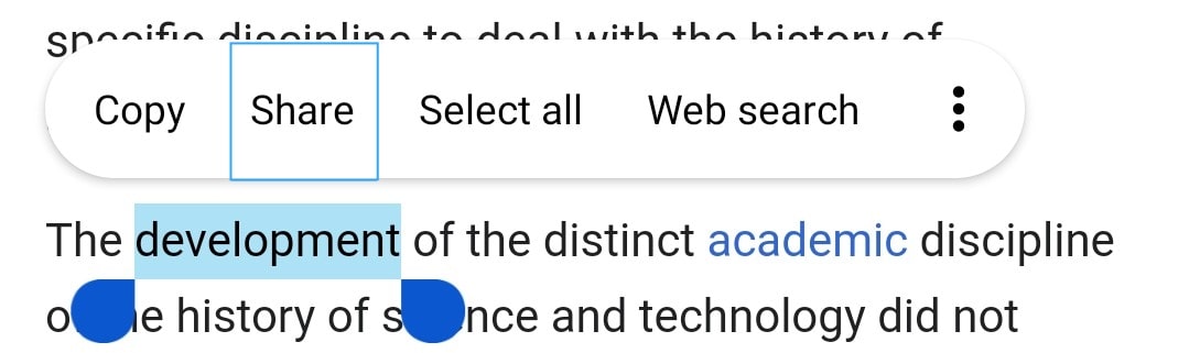 Share sheet with Q Dictionary selected
